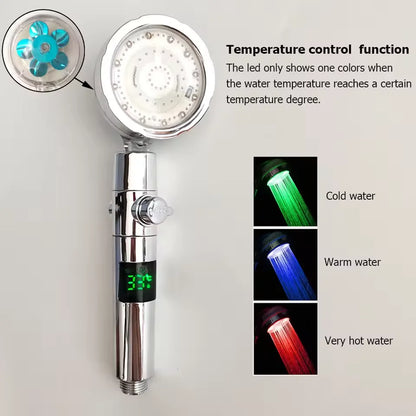 ShowerEase Smart LED Temperature Display Shower Head - High Pressure Rainfall with Color Alert