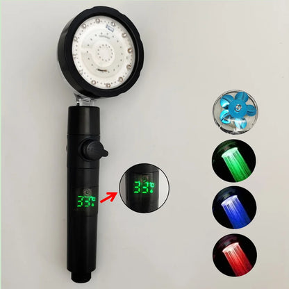ShowerEase Smart LED Temperature Display Shower Head - High Pressure Rainfall with Color Alert