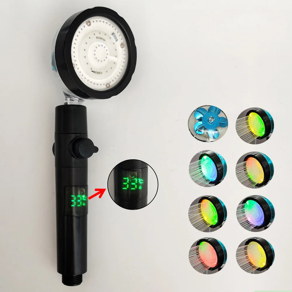 ShowerEase Smart LED Temperature Display Shower Head - High Pressure Rainfall with Color Alert