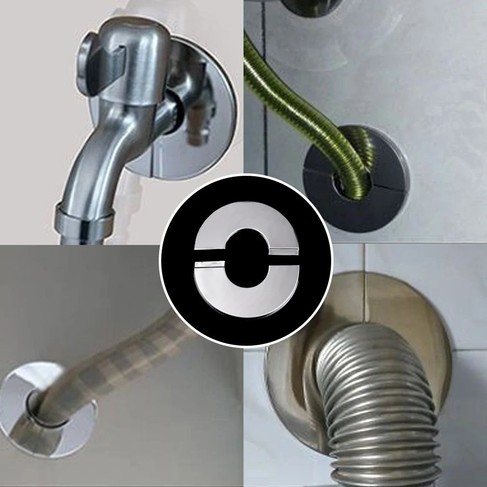 ShowerEase Self-Adhesive Round Faucet Escutcheon Covers - Stainless Steel