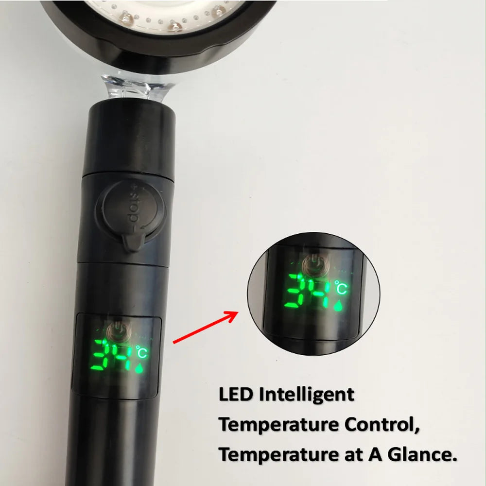 ShowerEase Smart LED Temperature Display Shower Head - High Pressure Rainfall with Color Alert