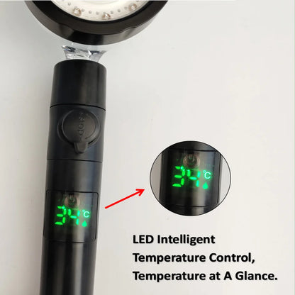 ShowerEase Smart LED Temperature Display Shower Head - High Pressure Rainfall with Color Alert