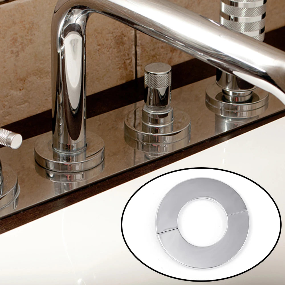 ShowerEase Self-Adhesive Round Faucet Escutcheon Covers - Stainless Steel