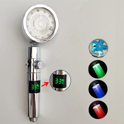 ShowerEase Smart LED Temperature Display Shower Head - High Pressure Rainfall with Color Alert