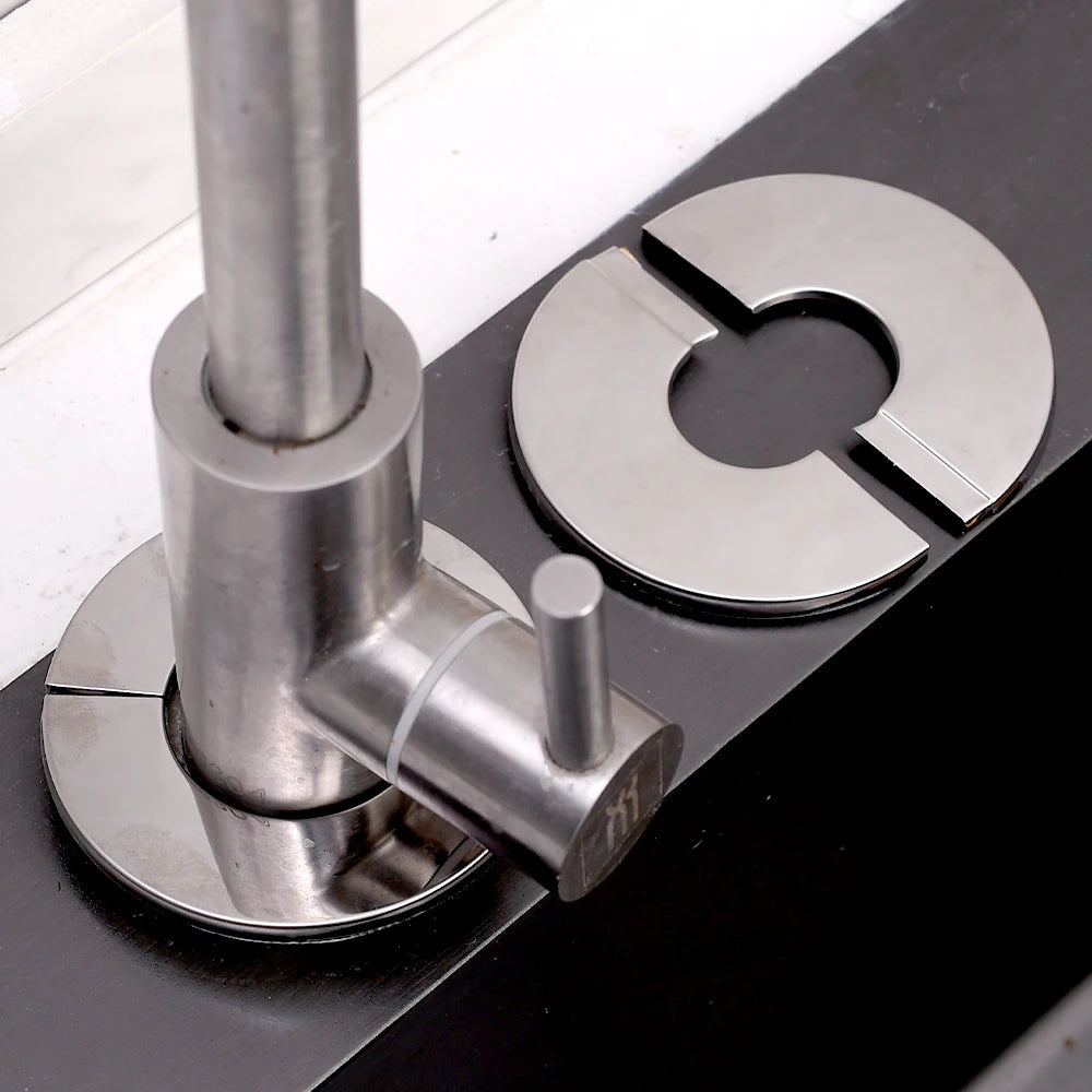 ShowerEase Self-Adhesive Round Faucet Escutcheon Covers - Stainless Steel
