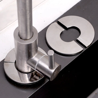 ShowerEase Self-Adhesive Round Faucet Escutcheon Covers - Stainless Steel