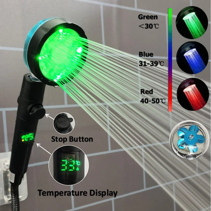 ShowerEase Smart LED Temperature Display Shower Head - High Pressure Rainfall with Color Alert