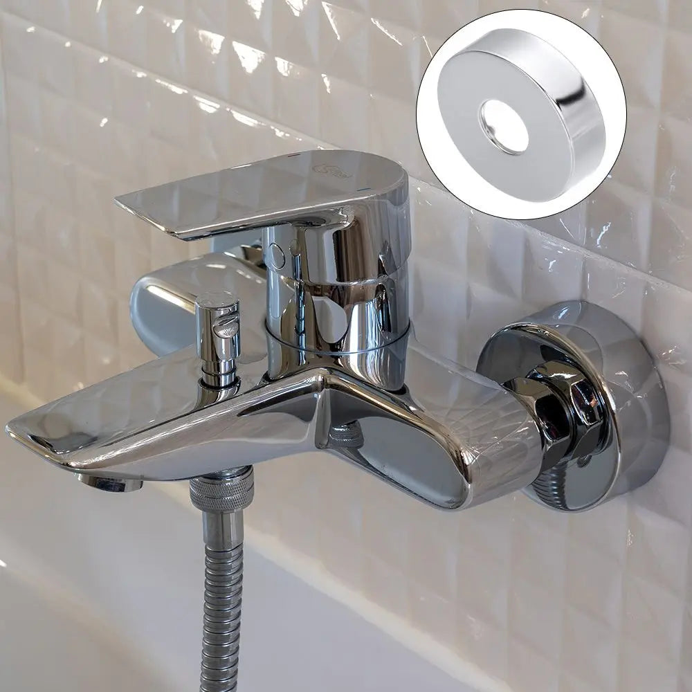 ShowerEase Self-Adhesive Round Faucet Escutcheon Covers - Stainless Steel