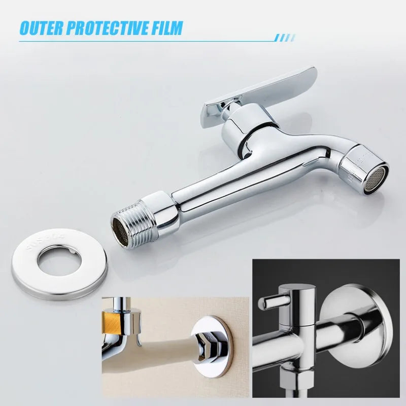 ShowerEase Self-Adhesive Round Faucet Escutcheon Covers - Stainless Steel