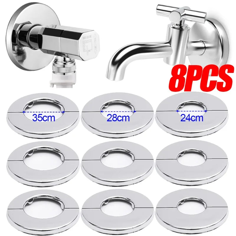 ShowerEase Self-Adhesive Round Faucet Escutcheon Covers - Stainless Steel