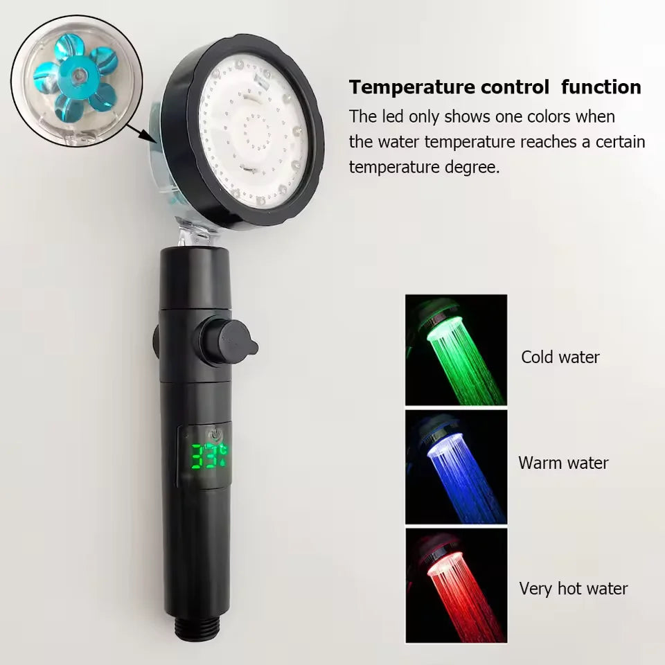ShowerEase Smart LED Temperature Display Shower Head - High Pressure Rainfall with Color Alert