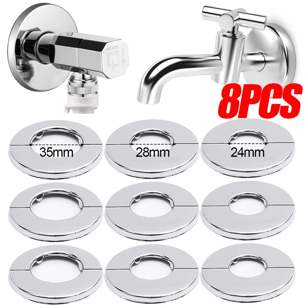 ShowerEase Self-Adhesive Round Faucet Escutcheon Covers - Stainless Steel