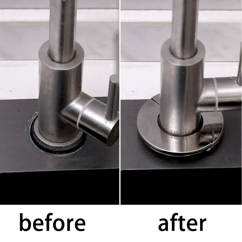 ShowerEase Self-Adhesive Round Faucet Escutcheon Covers - Stainless Steel