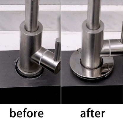 ShowerEase Self-Adhesive Round Faucet Escutcheon Covers - Stainless Steel